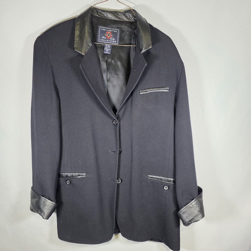The Limited Black Blazer with Leather Details Size Medium
